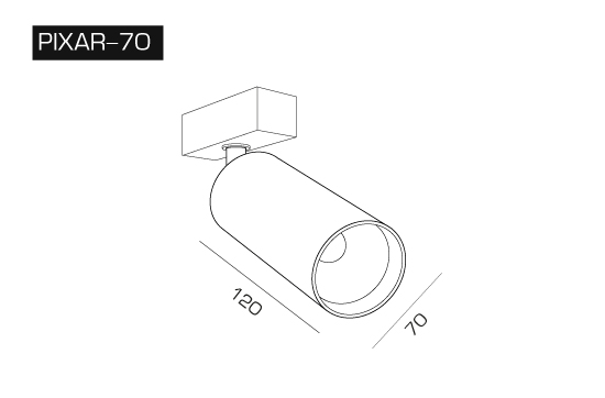 Трековый светильник Pixar.34-70/120 для магнитного шинопровода Magnetic.Track.34 завода FALDI - чертеж