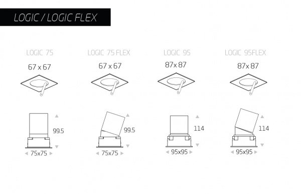 Точечный светодиодный светильник LOGIC FLEX завода FALDI - чертеж